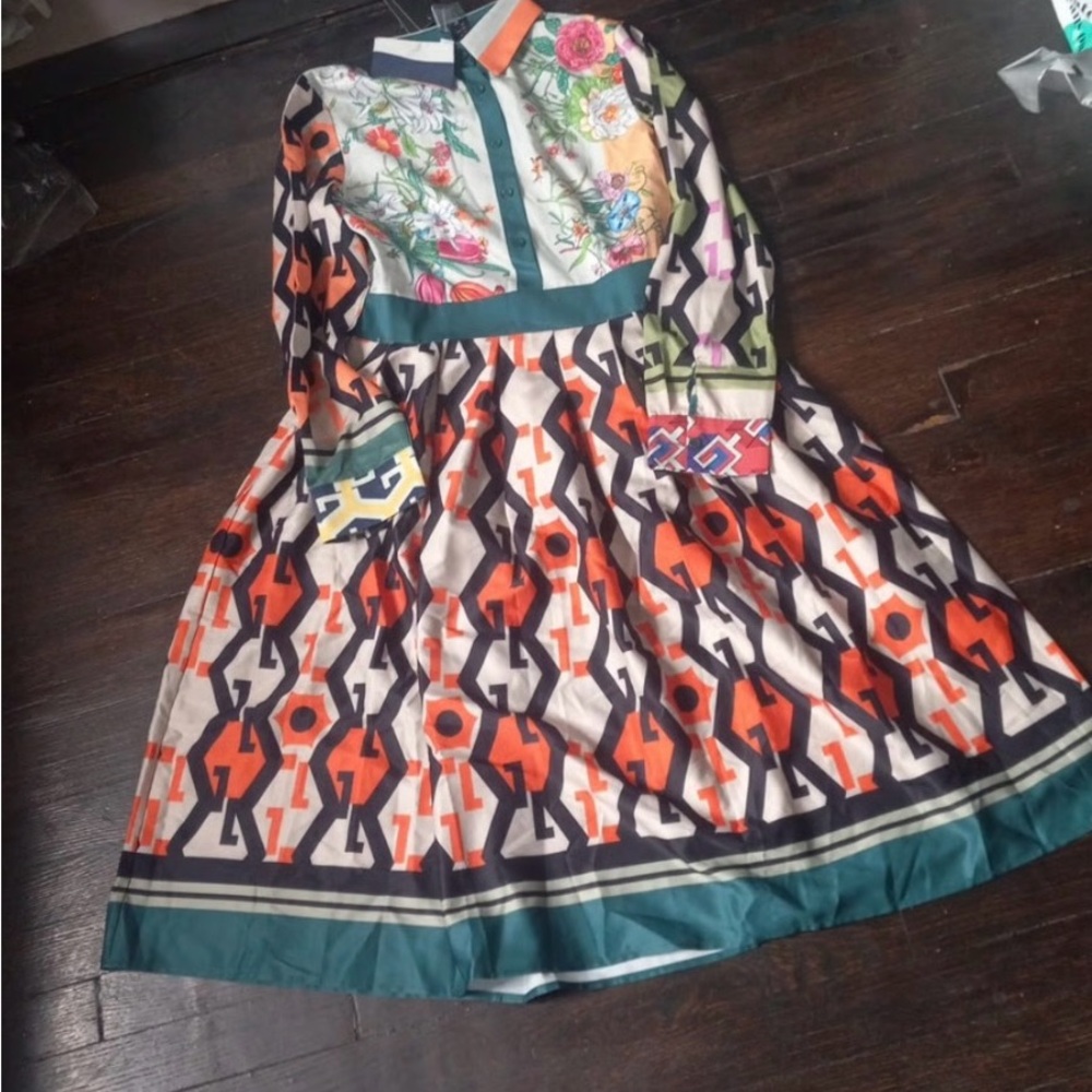 Zara Colorful Patterned Midi Dress